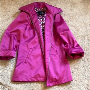 Fuschia water resistant coat with hood-runs larger